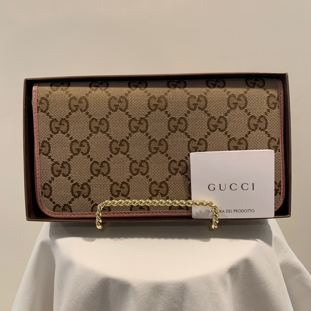 GUCCI GG Logo Canvas Leather Zippy Zip Around Long Wallet /R1048